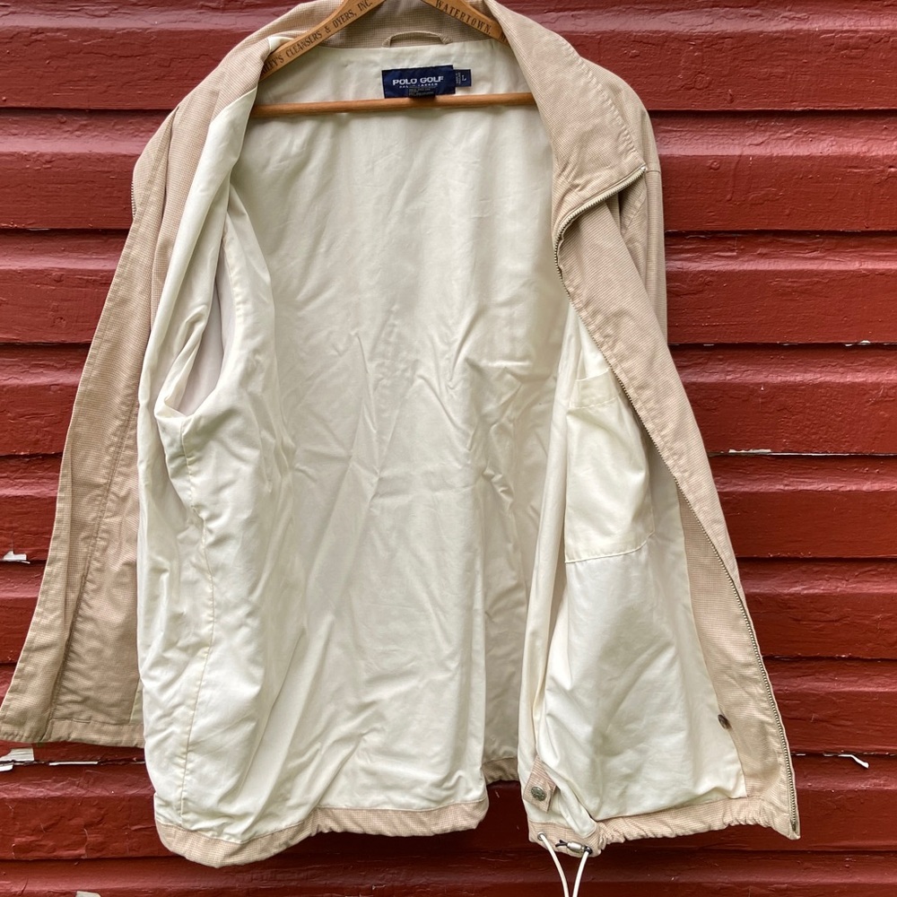 Ralph Lauren POLO Golf Vintage Tan & Cream Houndstooth Cotton Jacket Mens Size L - Picture 9 of 14